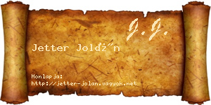 Jetter Jolán névjegykártya
